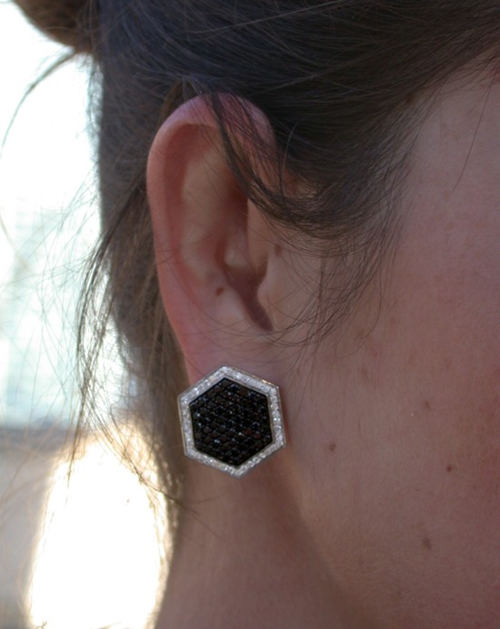 Ohrstecker aus Weißgold 585 mit schwarzen Diamanten im Oktagon-Stil