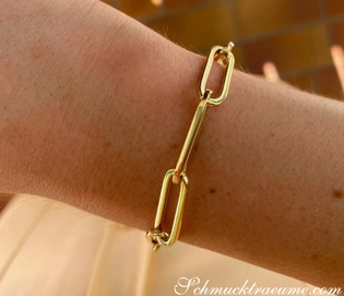 Gelbgold 585 Paperclip Armband mit modernen Akzenten