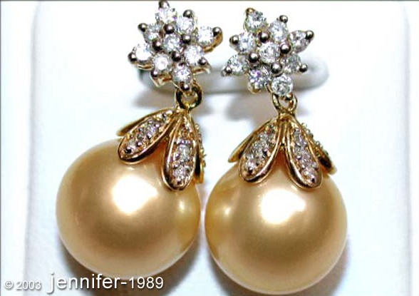 Goldene Südseeperlen Ohrringe im Carré Design - Image 2