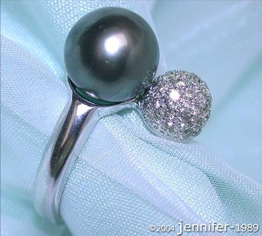Bezaubernder Tahitiperle Ring mit Brillanten Pavé Kugel - Image 5