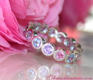 Pastellfarbener Saphir Memory Ring in Weißgold 585