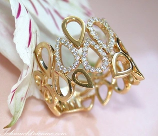 Goldener Diamantring im Tropfen-Design mit 0.450 Karat W SI Diamanten