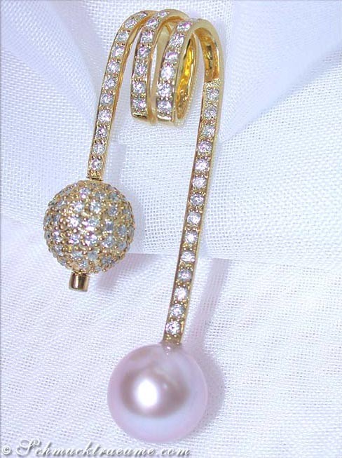 Süßwasserperle Anhänger mit Brillanten Pavé Kugel - Image 2