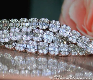 Exklusives Brillanten & Baguette Diamanten Collier in Weißgold 750 mit 14.50 ct. Diamanten