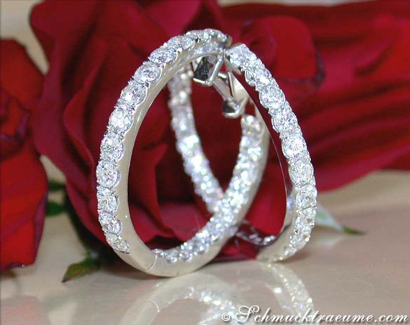 Weißgold-750-Creolen mit 2,30 ct. Brillanten, prächtig und elegant