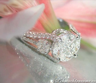 Illusion-Diamantring im Weißgold 750 mit 2.31 Karat TW VVS/IF Diamanten
