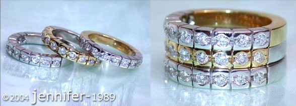 Diamant-Halb-Memory-Ring in Bicolor-Gold, Detailaufnahme, Brillanten auf beiden Seiten