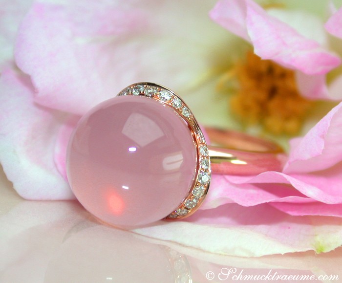 Bezaubernder Rosenquarz Brillanten Ring - Image 2