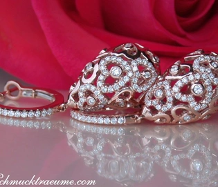 Brillanten-Ohrringe Herz-Design in Roségold 585