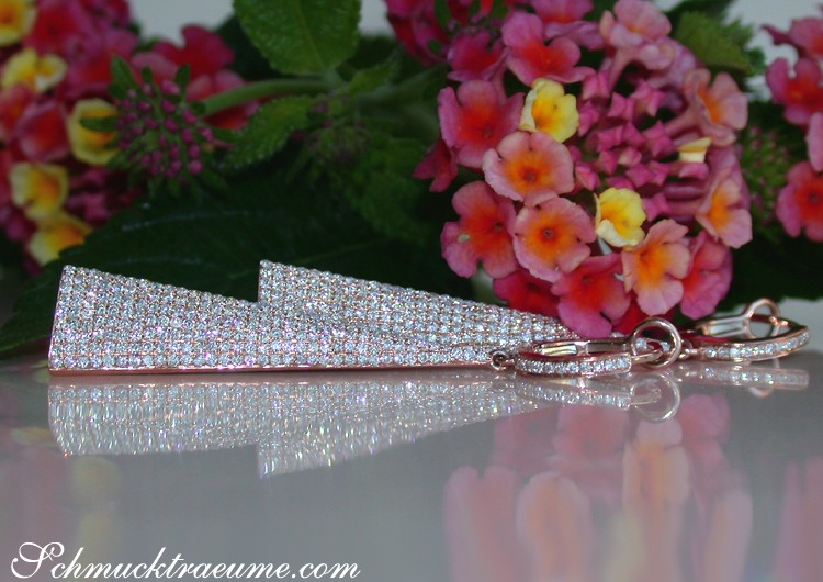 Interessante Diamanten Ohrgehänge in Roségold - 2.000 Karat, W SI1