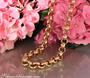 Gold Pur: Stattliche Erbskette in Gelbgold 585 mit prunkvollen Verzierungen