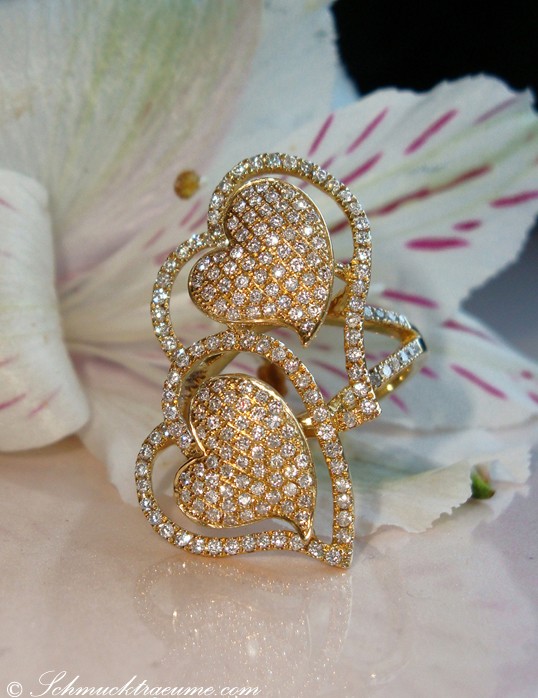 Goldener Diamant Herz Ring mit 0.990 Karat Brillanten