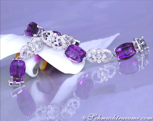 Amethyst Armband mit Diamanten im Art Déco Stil - Image 4
