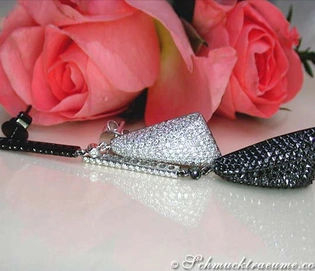 Schwarze Diamant-Ohrgehänge in Weißgold 750, exklusives Design mit funkelnden Steinen