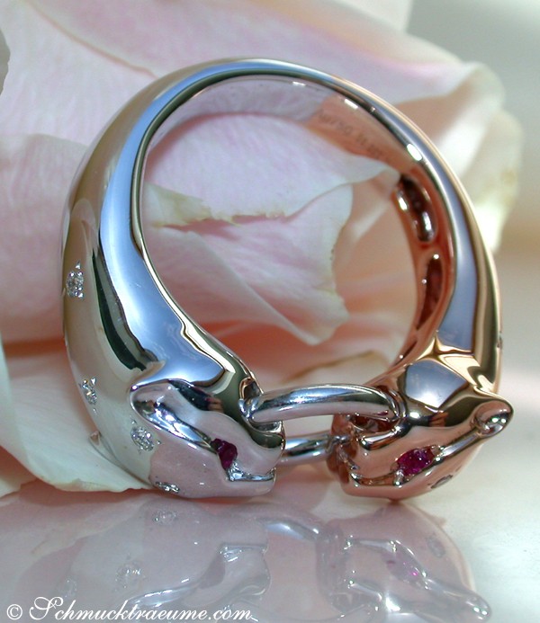Feinster Panther Ring mit Diamanten in Weißgold & Roségold - Image 4