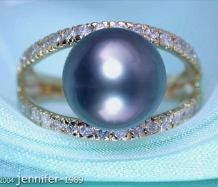 Tahitiperlen-Ring mit 0.50 Karat Diamanten in Gelbgold 585