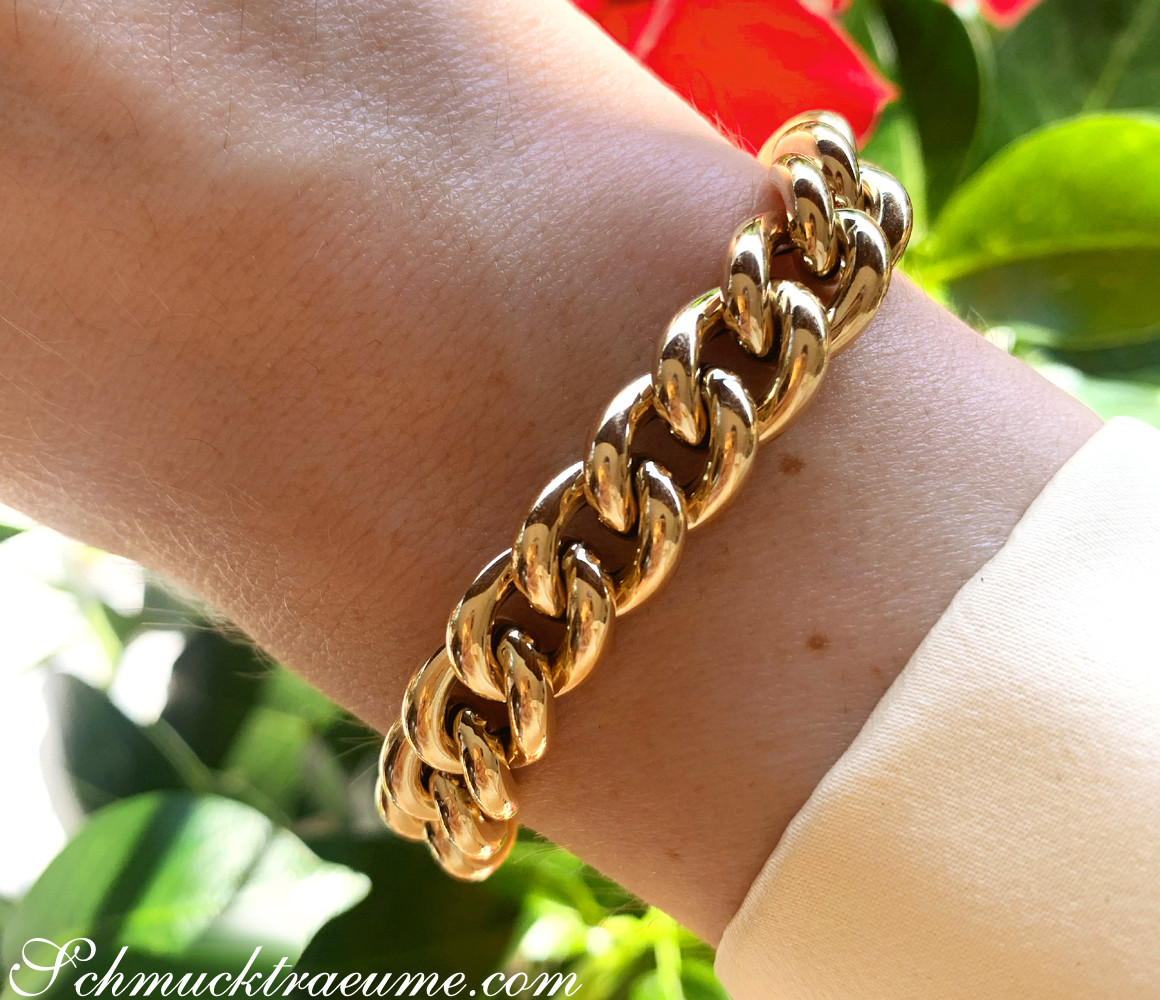 Gold Pur: Gelbgold 585 Rundpanzer Armband, hochglänzend, klassisch edel