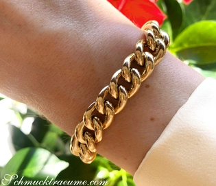 Gold Pur: Gelbgold 585 Rundpanzer Armband, hochglänzend, klassisch edel