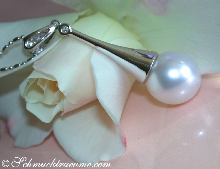 Extravaganter Südseeperle Anhänger mit Brillanten in Weißgold - Image 5