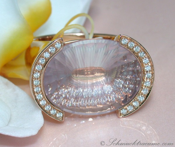 Extravaganter Rosenquarz Ring mit Brillanten - Image 3