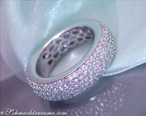 Weiße Diamant-Pavé-Memory-Ring in Weißgold 750 mit 2.820 Karat