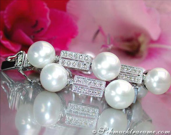 Süßwasser-Perlen-Armband mit Brillanten in elegantem Design