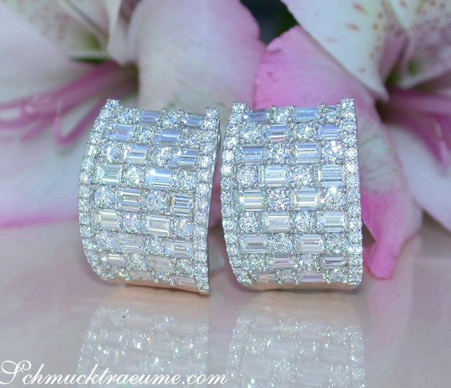Exquisite Brillanten-Ohrstecker mit Baguette-Diamanten, 5.28 ct TW VS, in Weißgold 750 Exquisite Brillanten-Ohrstecker mit Baguette-Diamanten, 5.28 ct TW VS, in Weißgold 750