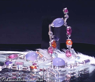 Multicolor Edelstein Armband in Weißgold 750 mit glänzenden Steinen und eleganten Formen