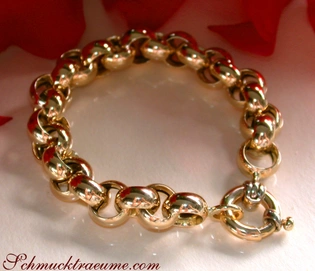 Goldarmband aus Gelbgold 585 mit glänzenden, verflochtenen Rundlingen