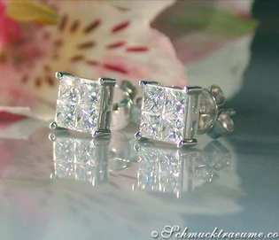 Prinzessdiamant-Ohrstecker in Weißgold, 1,22 ct. TW VS