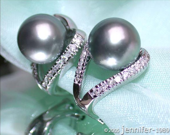 Tahitiperlen-Brillanten-Clip-Ohrstecker mit 0.580 Karat in Weißgold 750