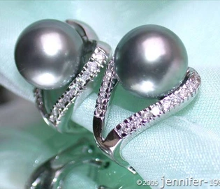 Tahitiperlen-Brillanten-Clip-Ohrstecker mit 0.580 Karat in Weißgold 750