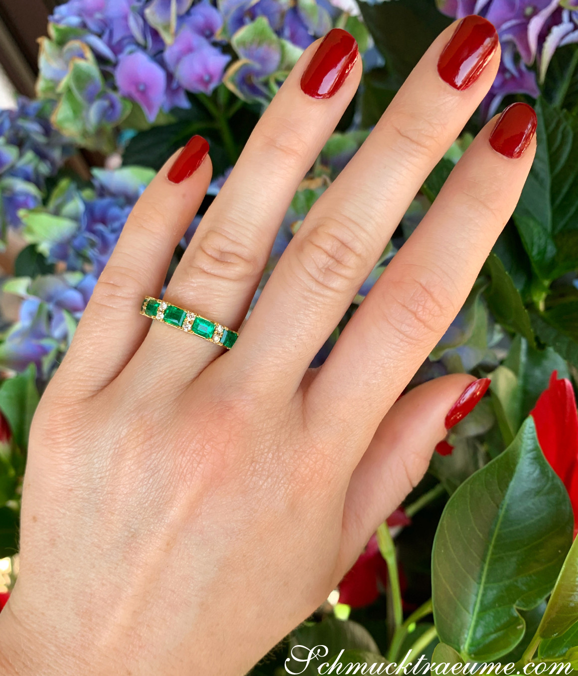 Stattlicher Smaragd Ring mit Brillanten in Bicolor Fertigung - Image 5