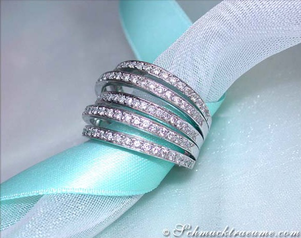 Mehrreihiger Brillanten Ring in Weißgold 750 - Image 4