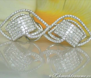 Prinzessin Diamant Ohrstecker aus Weißgold 750, 3.900 Karat TW VS/VVS