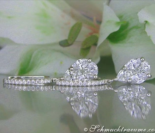 Erlesene Diamanten-Tropfen-Ohrringe in Weißgold mit 1.560 Karat TW VS Diamanten