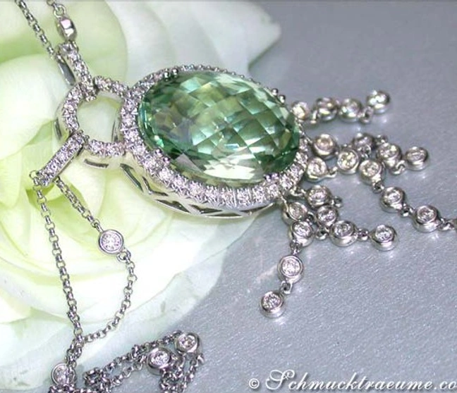 Attraktives Prasiolith Collier mit Brillanten - Image 1 Attraktives Prasiolith Collier mit Brillanten - Image 1