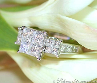 Exquisiter Princess Diamanten Ring in Weißgold mit 1.420 Karat TW VS Diamanten