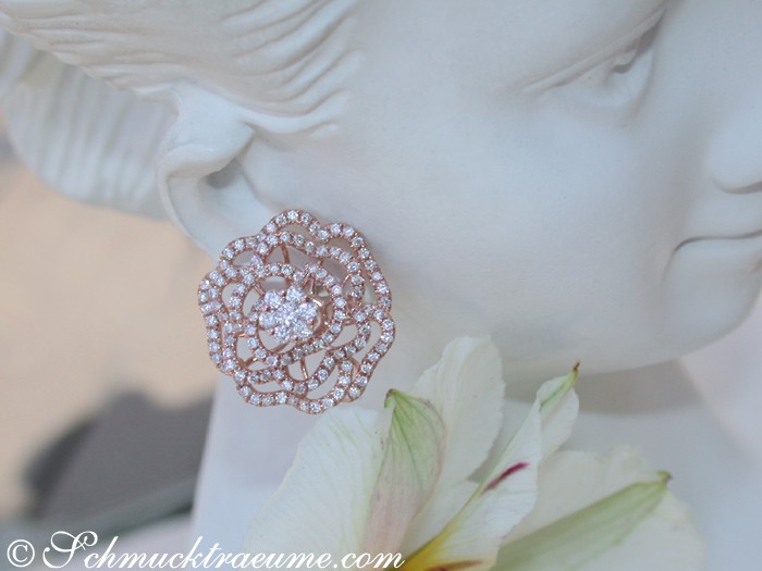 Feinste Brillanten Ohrstecker im Rosen Design - Image 5