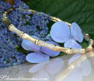 Diamant-Armreif im Bambus-Design aus Gelbgold 585 mit 0.740 Karat W SI1/2 Diamanten