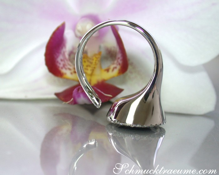 Silberner Ring mit Amethyst und Brillanten auf Orchidee