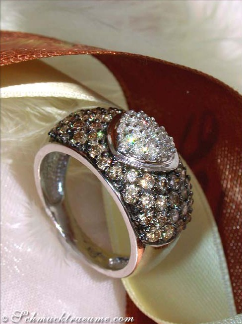 Feiner Herz Ring mit naturbraunen Diamanten - Image 3