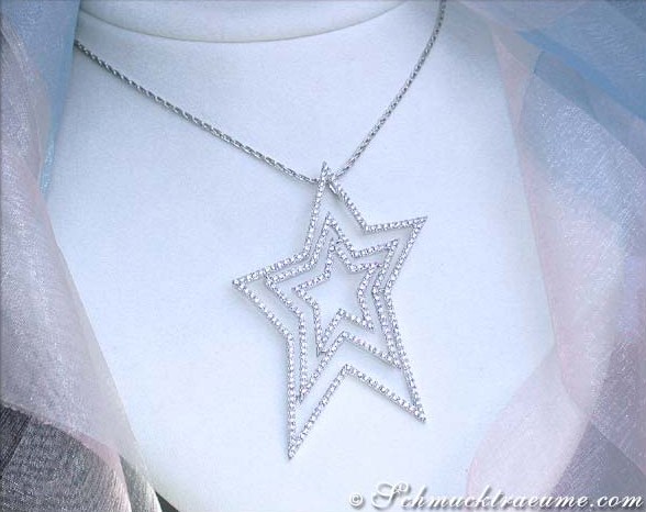 Weißgold 750 Stern-Anhänger mit 1.950 Brillanten TW VS