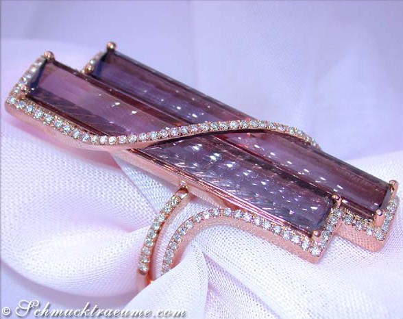 Auffallender Rosé Turmalin Ring mit Brillanten - Image 4