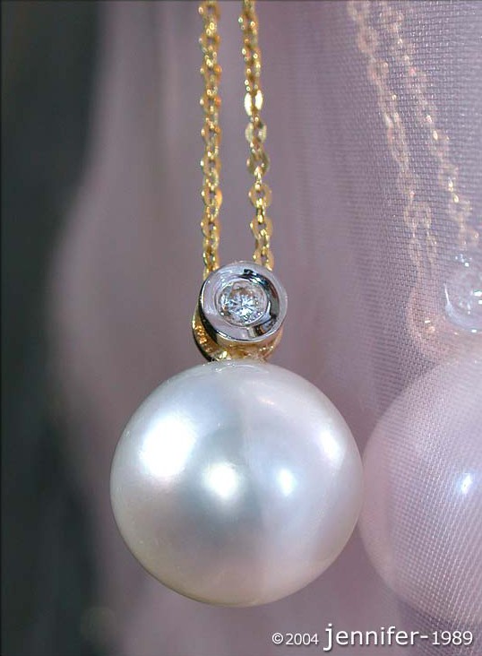 Edler Südseeperle Brillant Anhänger mit Kette - Image 3