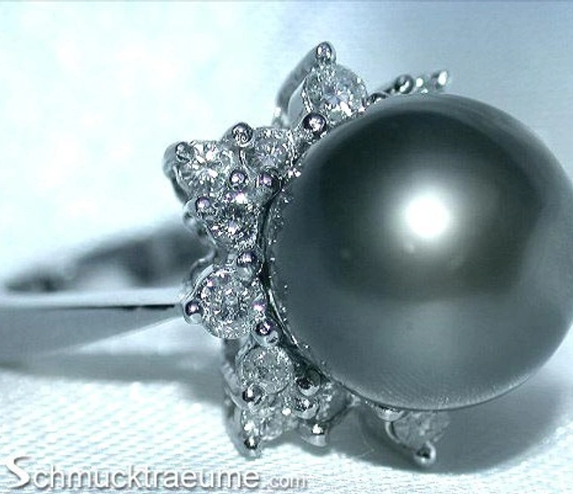 Tahitiperle Brillanten Ring im Stern-Design - Image 1 Tahitiperle Brillanten Ring im Stern-Design - Image 1
