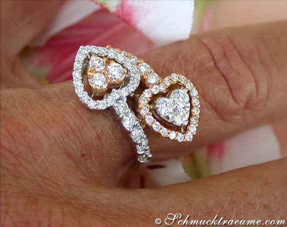 Exquisiter Diamanten Doppel Herz Ring - Image 4