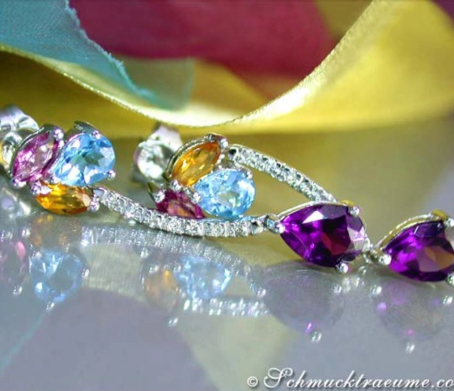 Zarte Multicolor Edelstein Ohrstecker - Image 1 Zarte Multicolor Edelstein Ohrstecker - Image 1