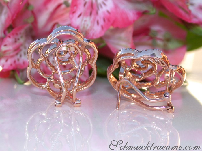 Bildschöne Rosen Ohrstecker mit naturbraunen Brillanten - Image 6
