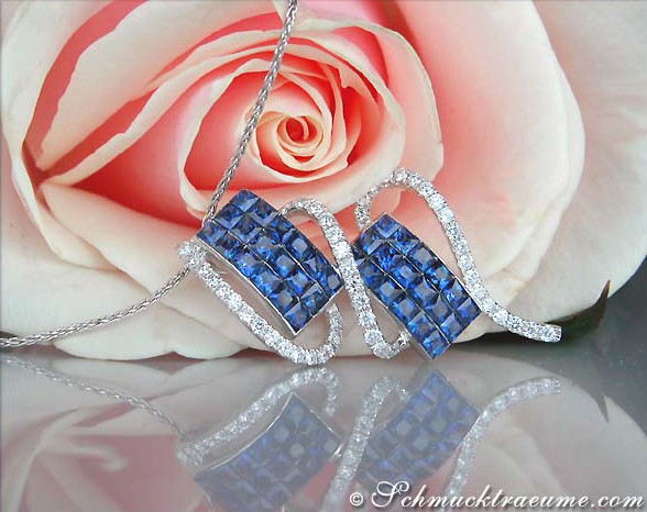 Auffallender Ceylon Saphir Anhänger mit Brillanten - Image 2